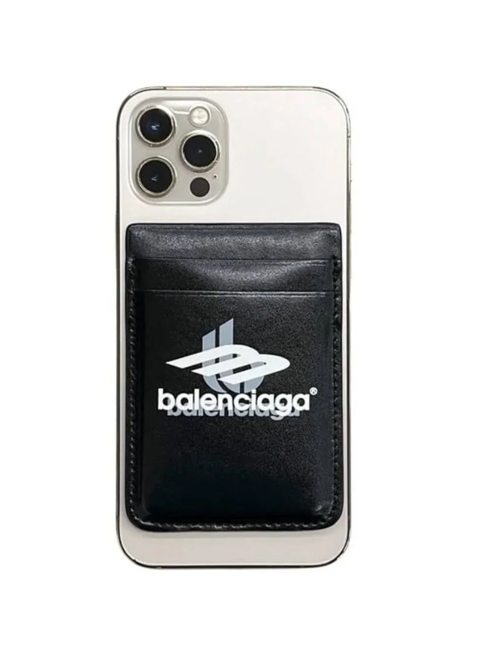 Balenciaga Card Holder Magsafe Black Magnet Leather Case